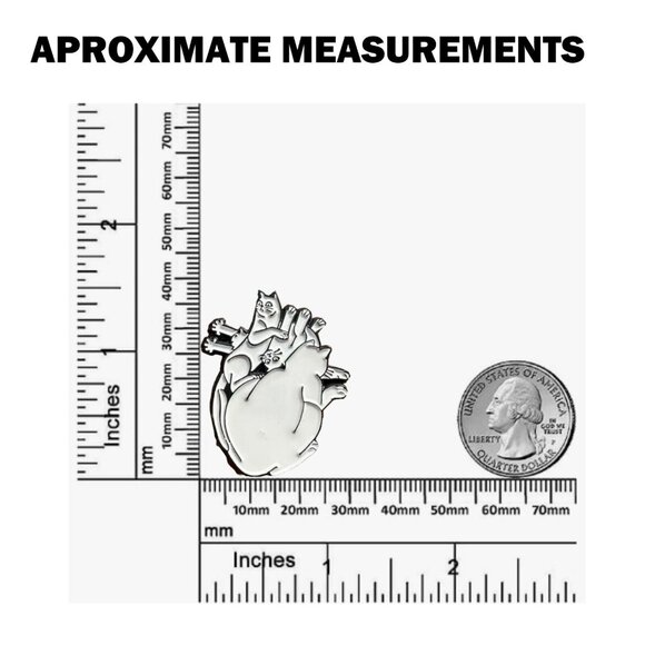 😻Cat Heart Pin Enamel Lapel Dark Punk White Black Cats Lovers Animal Broch New - Picture 8 of 8